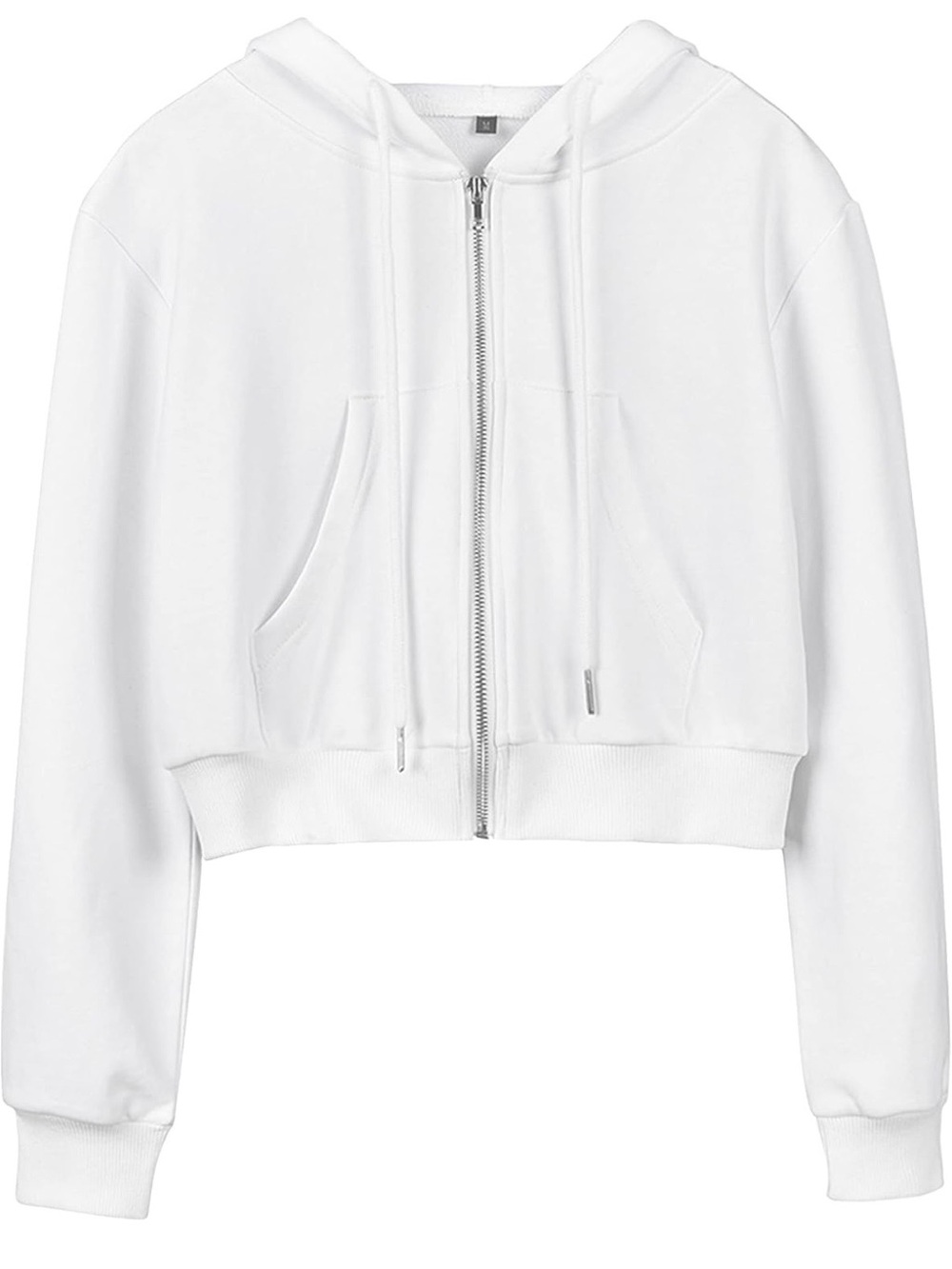 Women’s White Zip-Front Cropped Hoodie